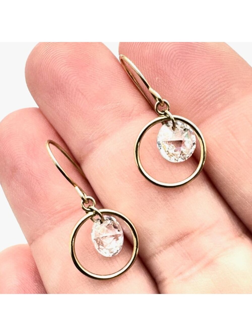 14K Yellow Gold Womens Earrings Cubic Zirconia Chandelier Pierced 2.1 Grams